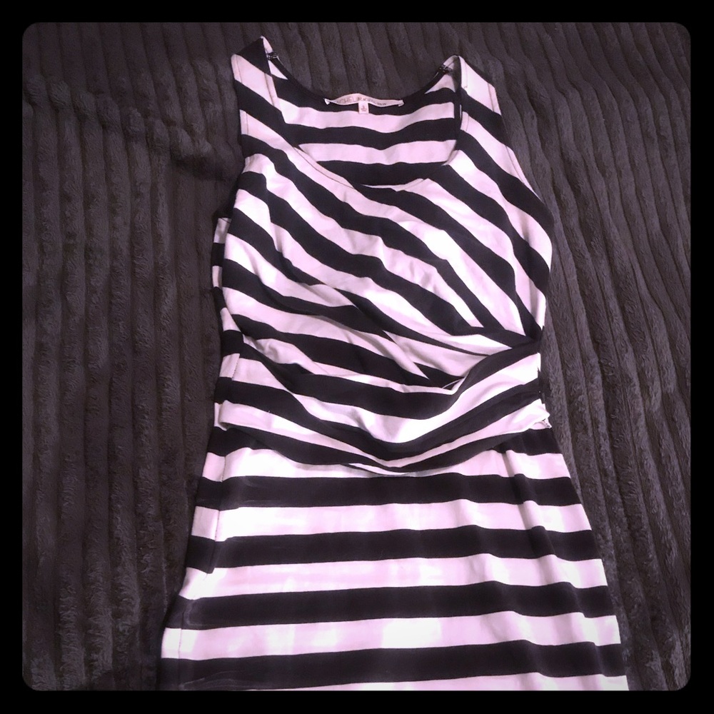 Rachel Roy navy and white fitted dress.